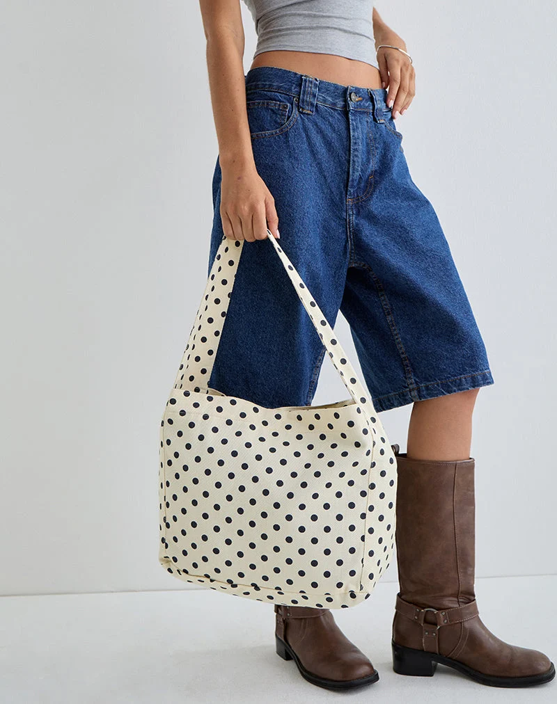 Sac en sergé à pois Sota en blanc et noir