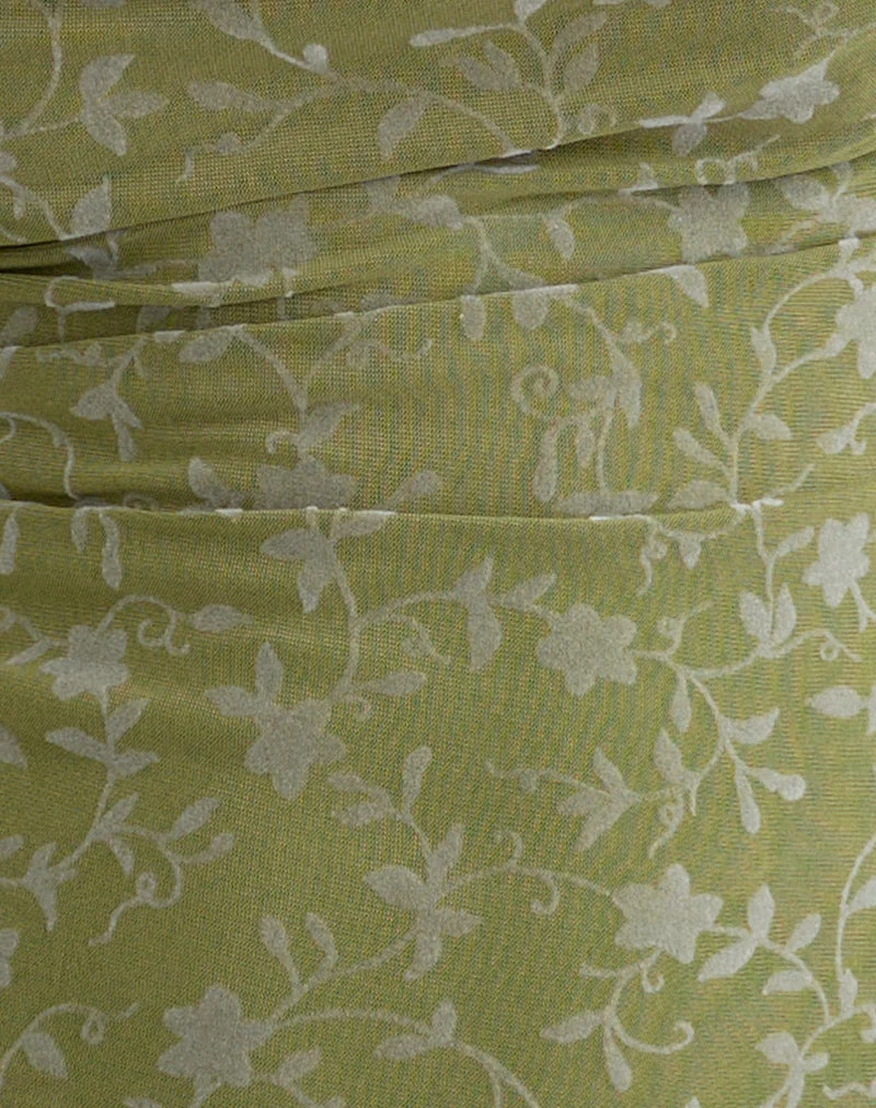 Losa - Top à col bénitier - Pretty Petal Flock Olive