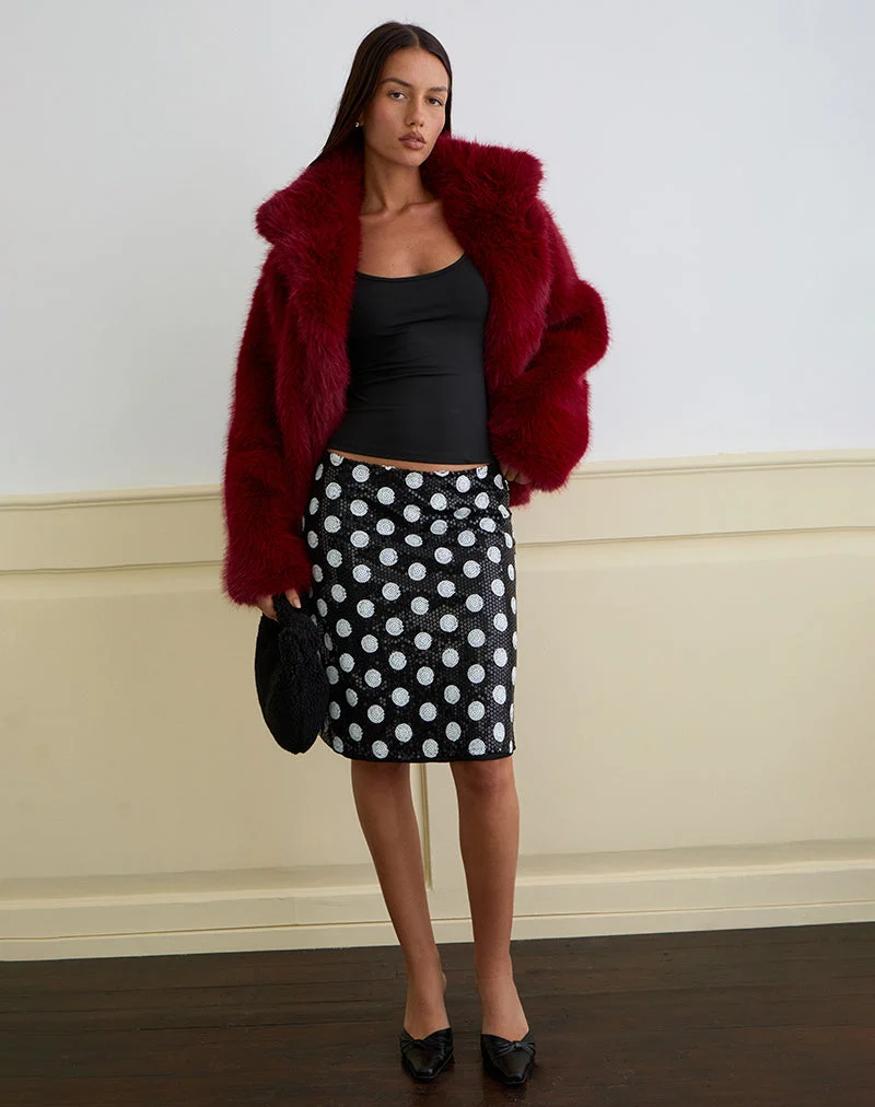 Kavivi - Jupe midi monochrome à paillettes polka