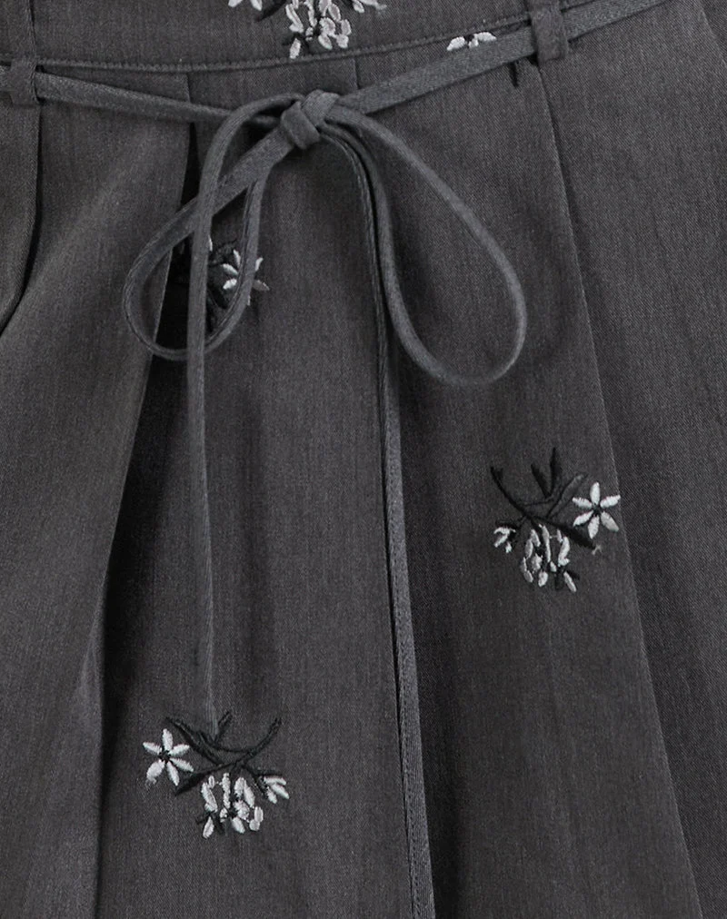 Jupe Calina en broderie florale Tailoring Charcoal