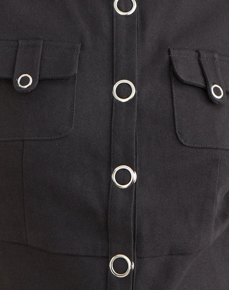 Haut à boutons Renia en gris foncé