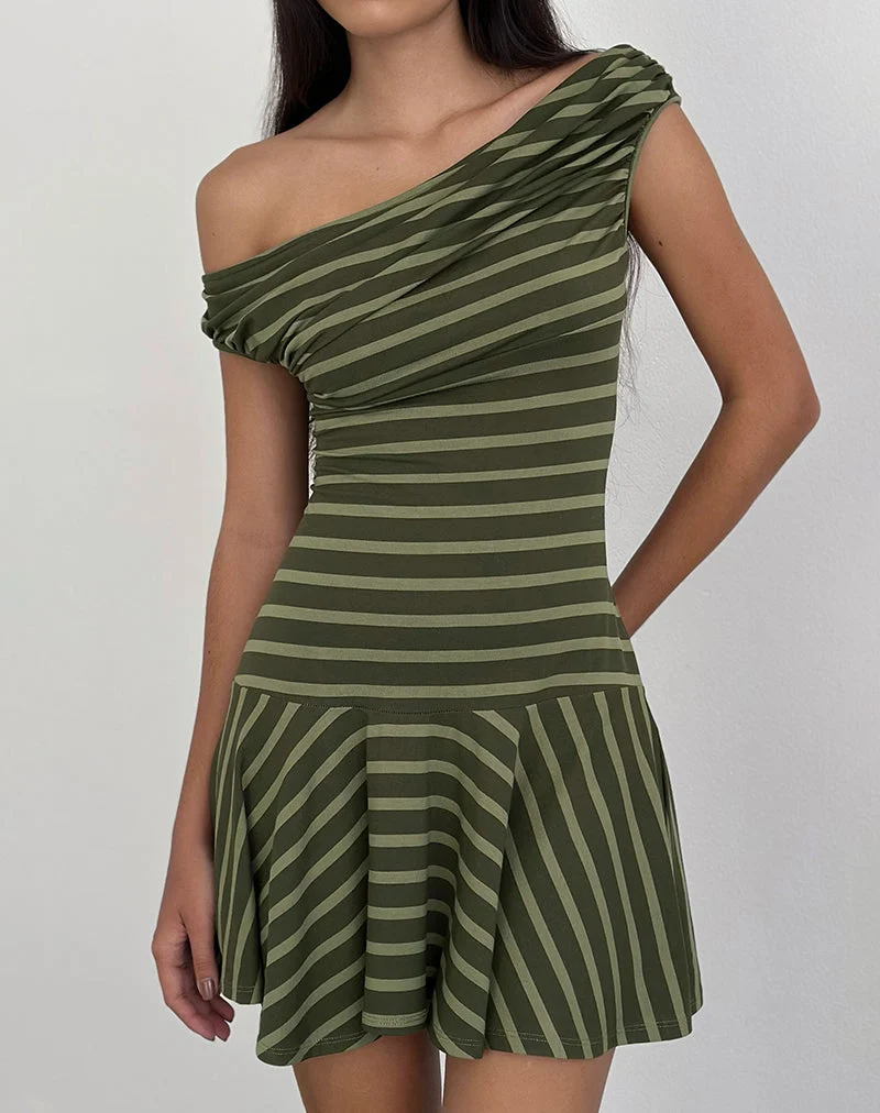 Mini-robe Mausari à larges rayures vertes