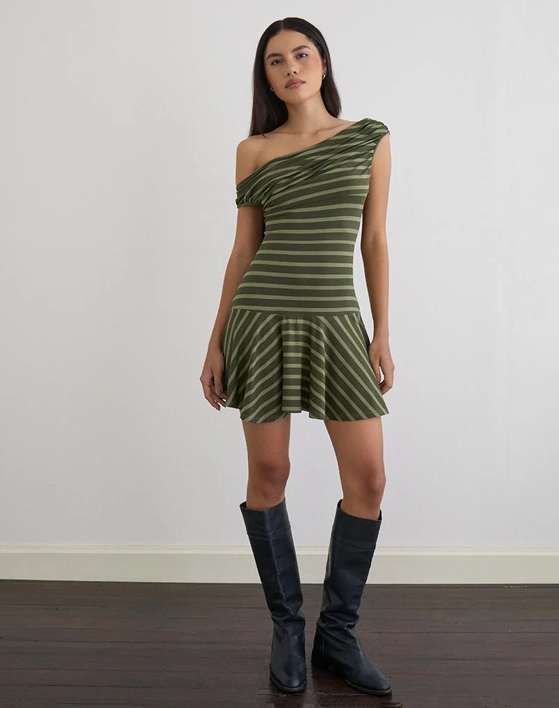 Mini-robe Mausari à larges rayures vertes