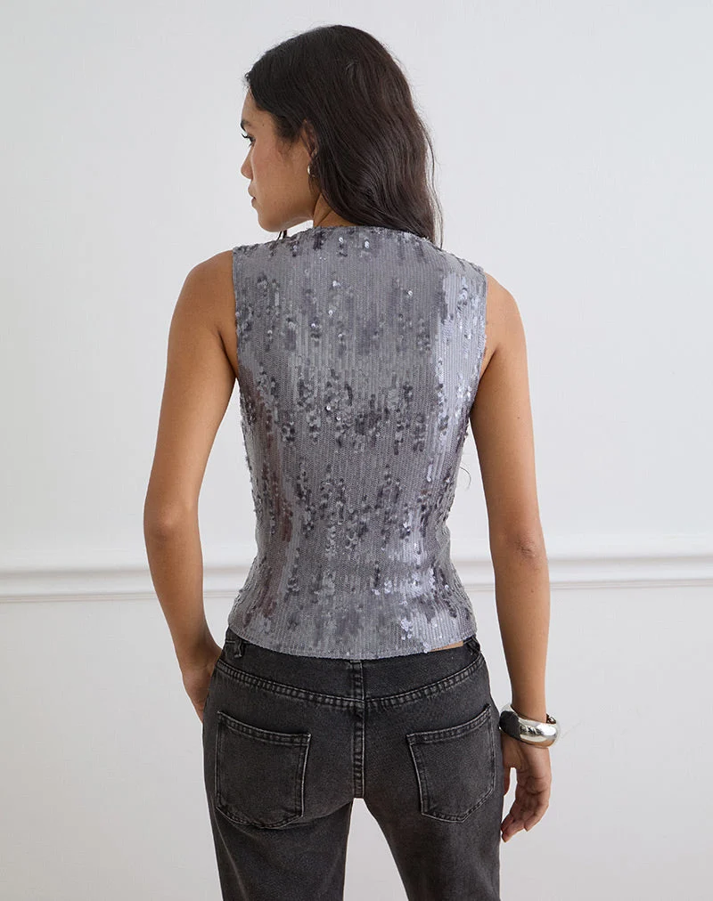Haut Wespiser en gris lilas pailleté
