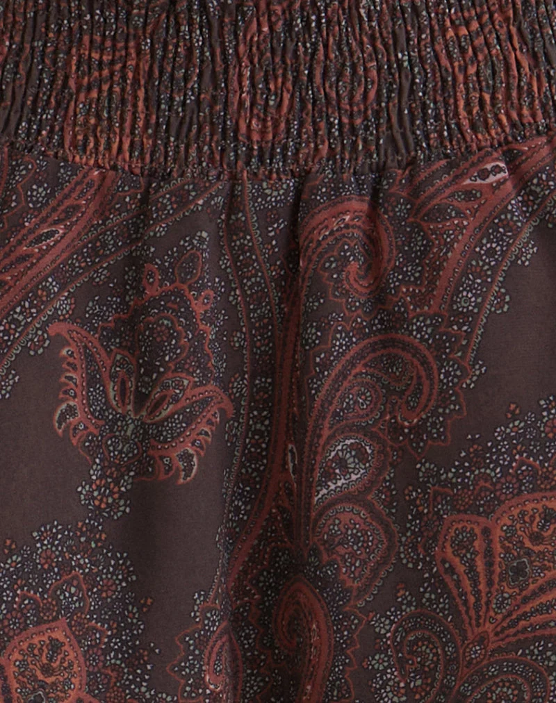 Mini-jupe Tylan en mousseline Royal Paisley Burgundy