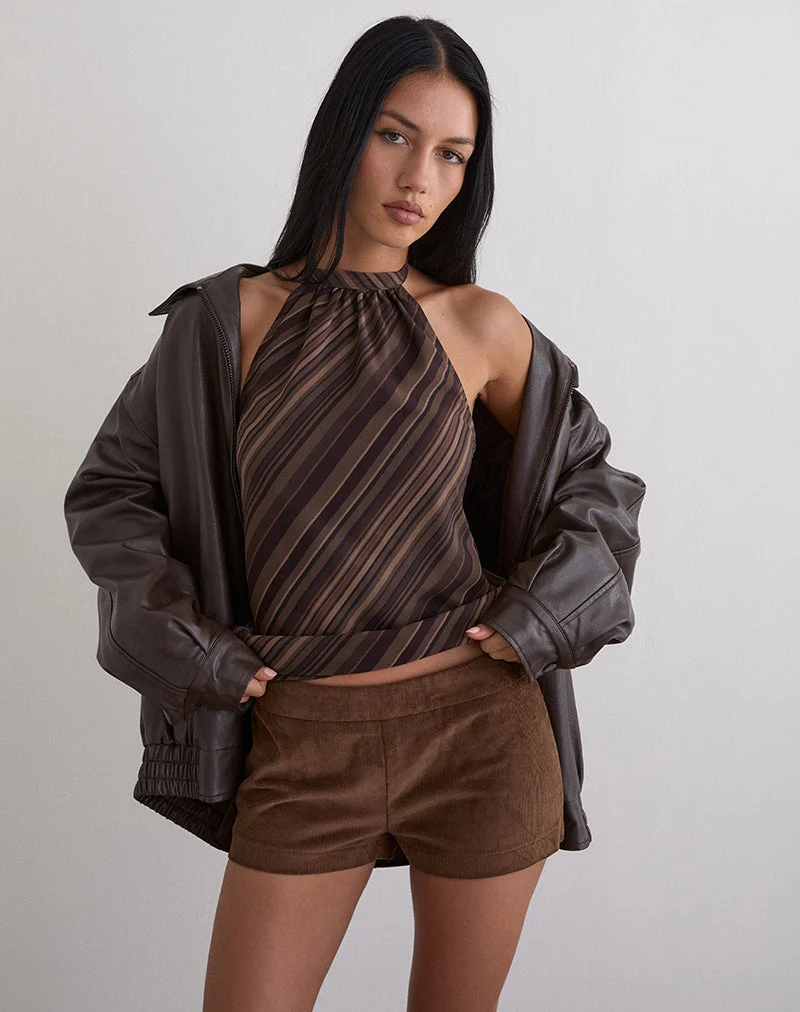 Blazira Short en velours côtelé marron