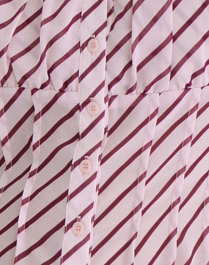 Rolina Blouse in Chiffon Stripe Pink and Burgundy