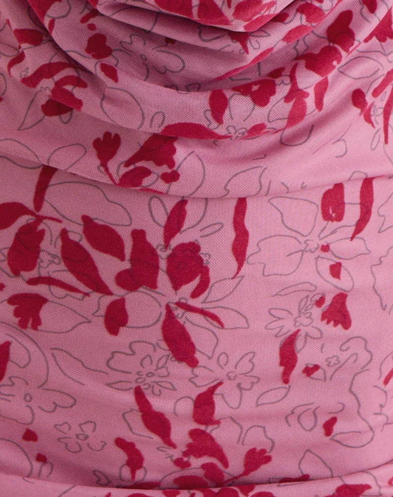 Mini robe Malora Cowl en pochoir rose