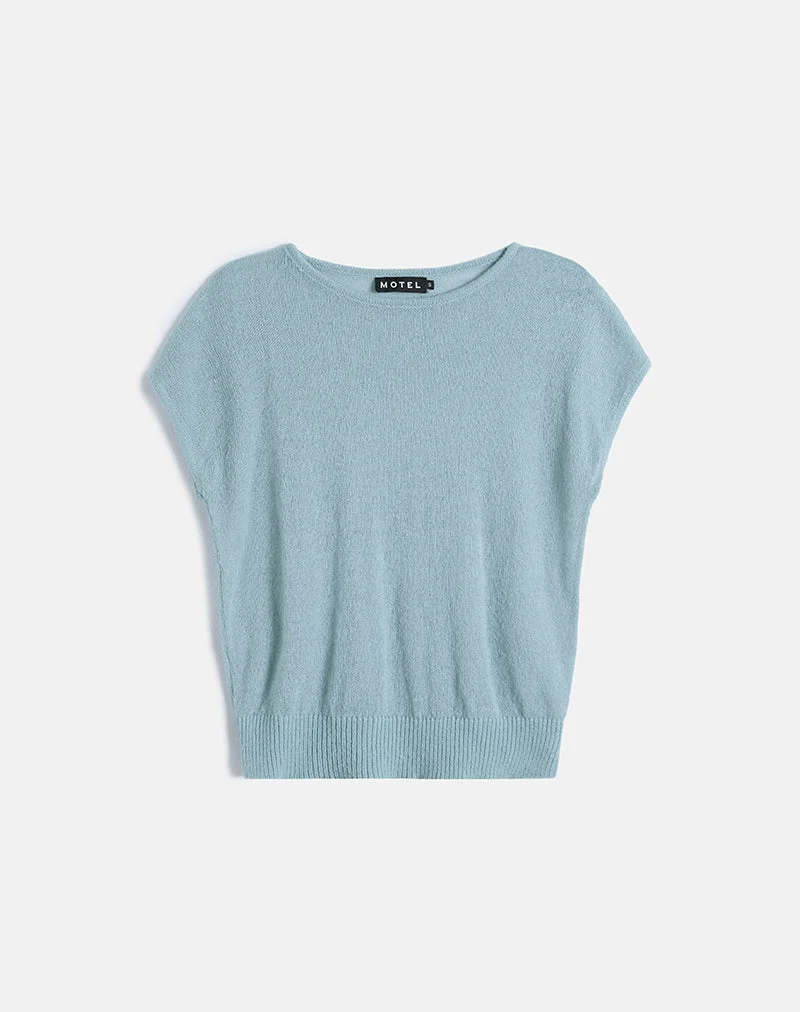 Sorin - Top à ceinture profonde en tricot bleu