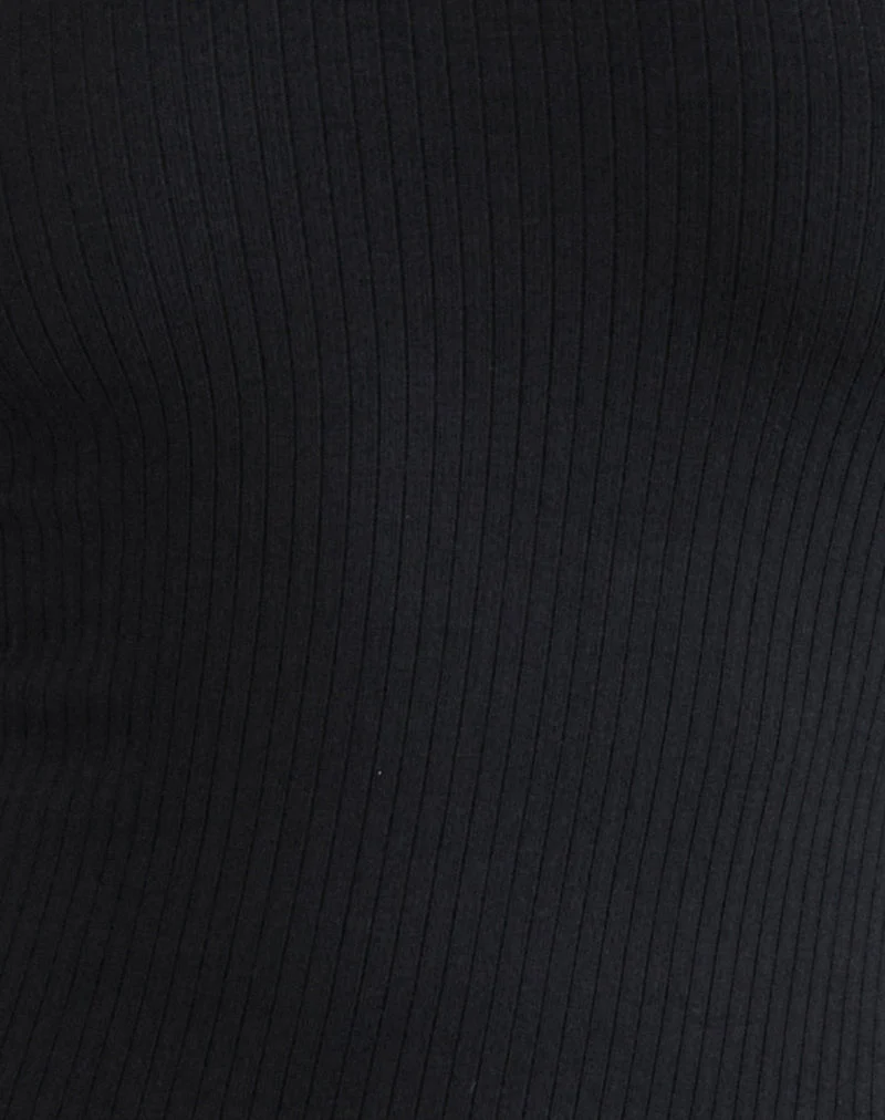 Nique Long Sleeve Top in Thick Rib Black (Top à manches longues en côtes épaisses)