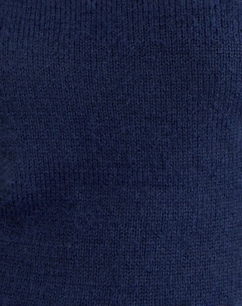 Top Calyce en maille duveteuse Navy