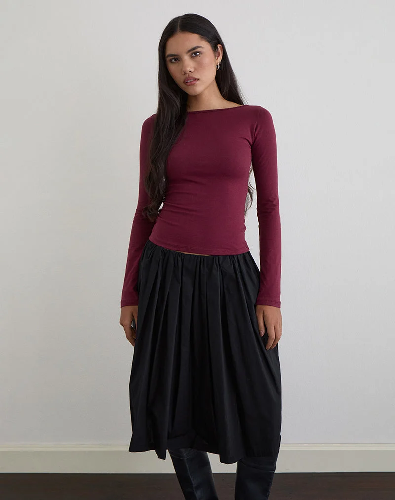Amabon Long Sleeve Top in Burgundy