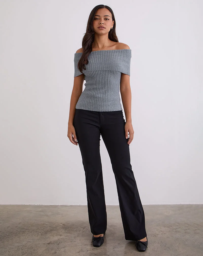 Fahari Foldover Top in Rib Knit Grey