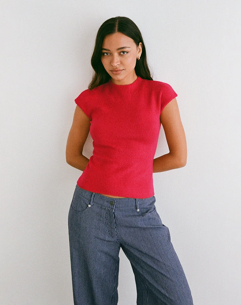 Top Hanuva en tricot rouge