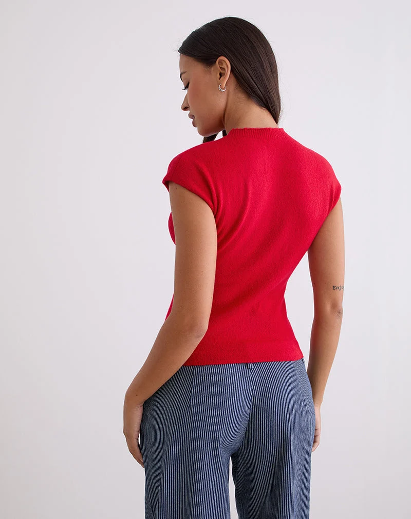 Top Hanuva en tricot rouge