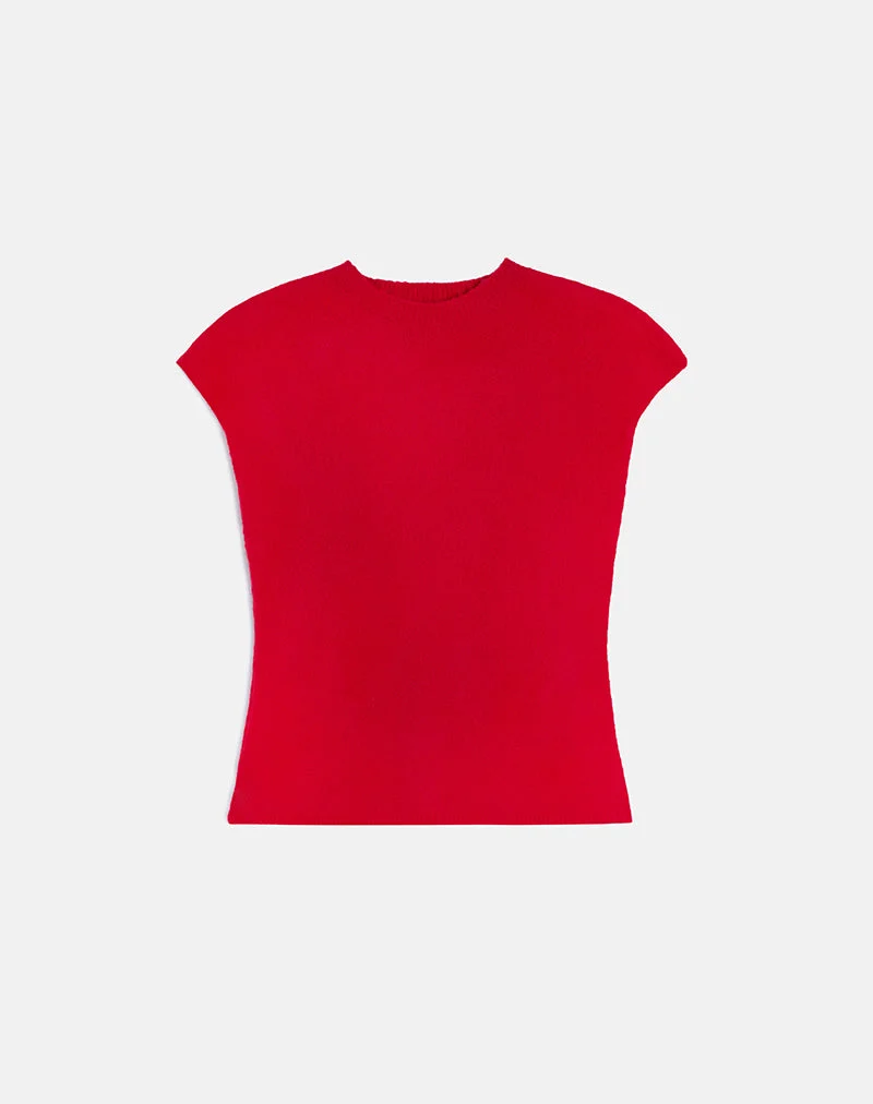 Top Hanuva en tricot rouge