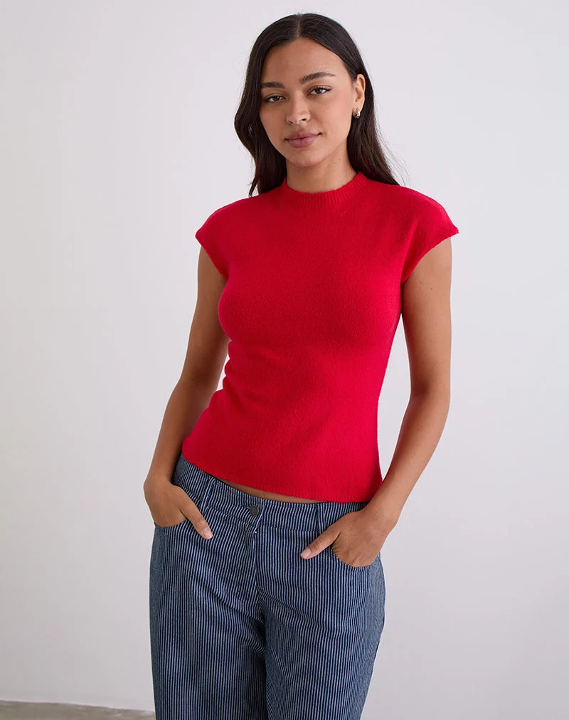 Top Hanuva en tricot rouge
