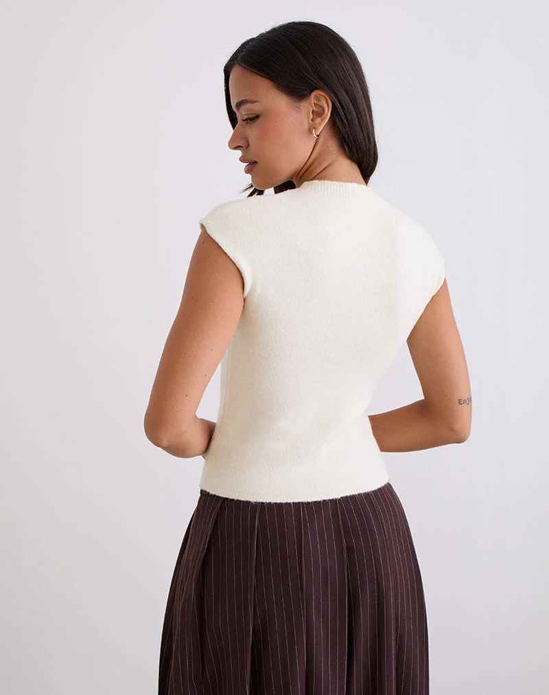 Top Hanuva en tricot crème