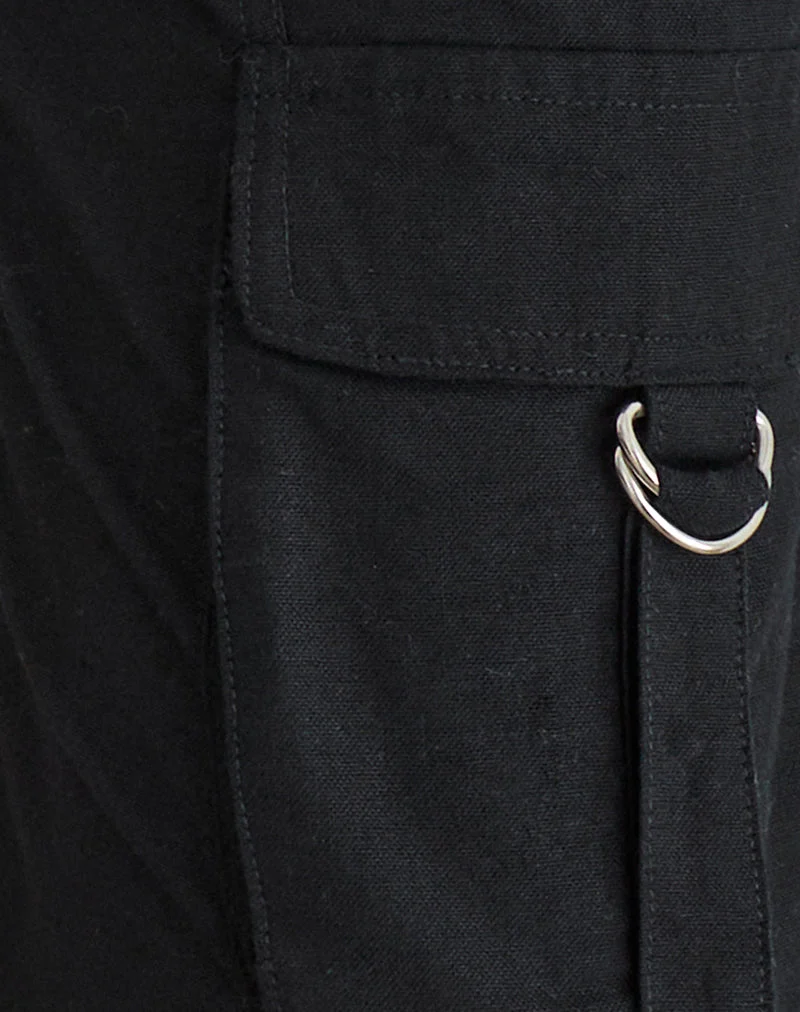 Pantalon cargo en lin Hojo, noir