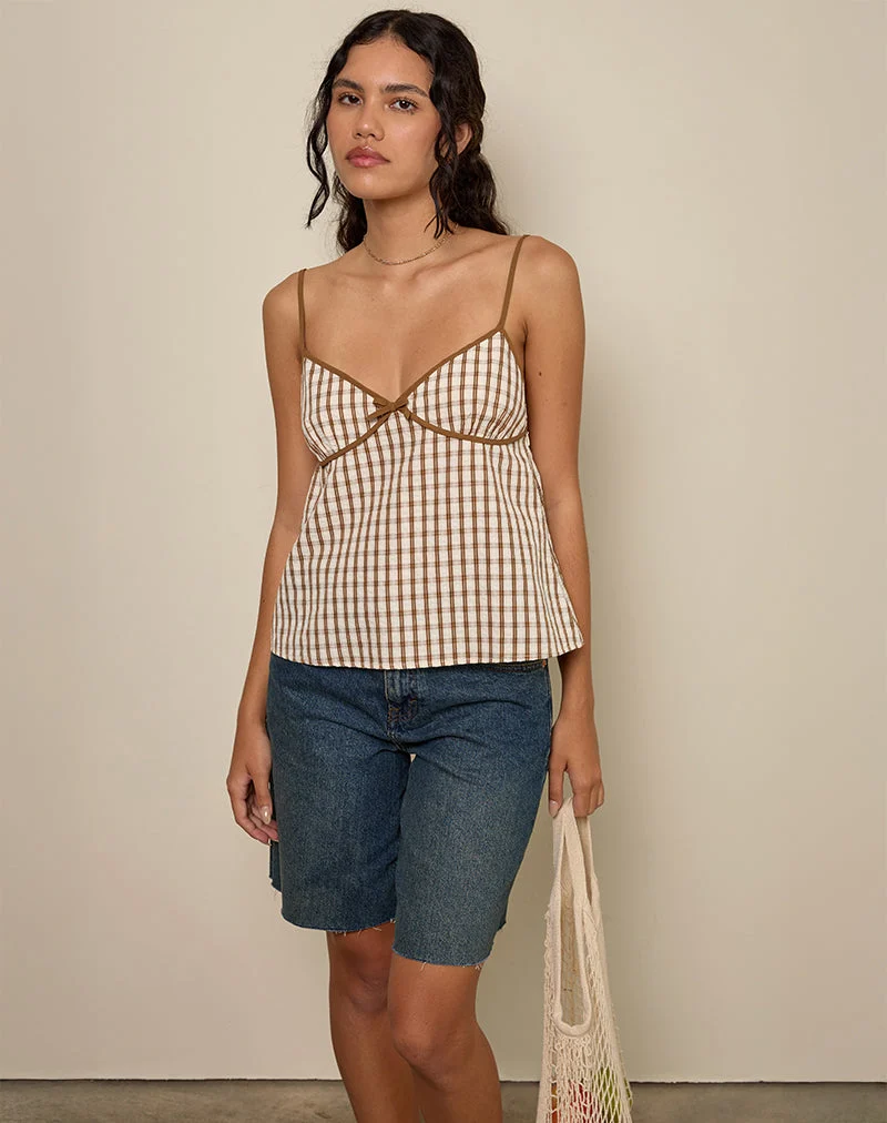 Milota Cami Top in Brown Check