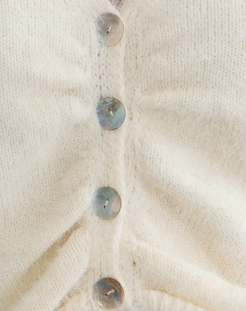 Jiyo Cardigan froncé en maille ivoire