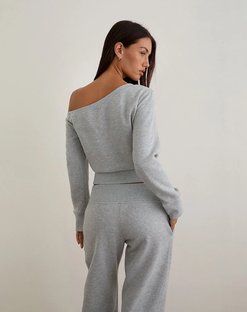 Sweat-shirt asymétrique Doxia en gris marbré