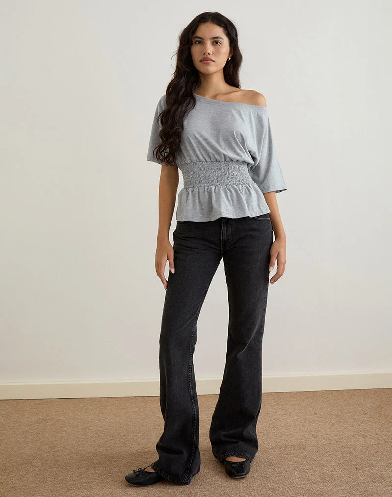 Domani Off the Shoulder Top in Grey Marl (Top à épaules dénudées)