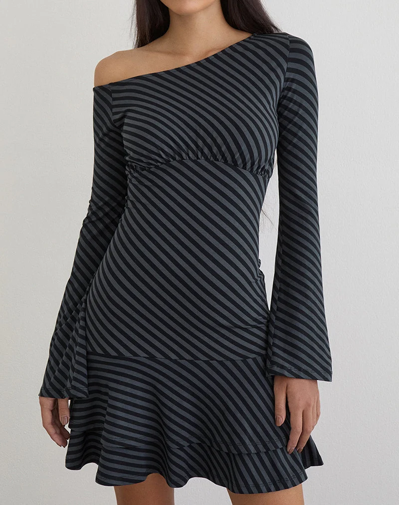 Mini-robe Hongsai à rayures obliques Ocean Storm
