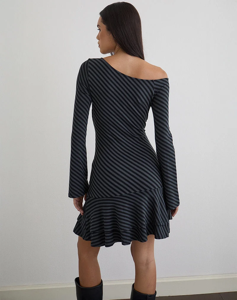 Mini-robe Hongsai à rayures obliques Ocean Storm