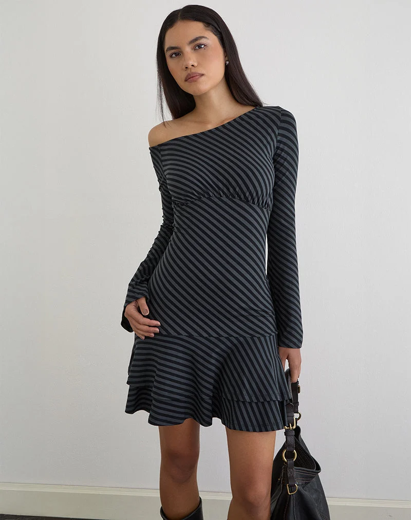 Mini-robe Hongsai à rayures obliques Ocean Storm