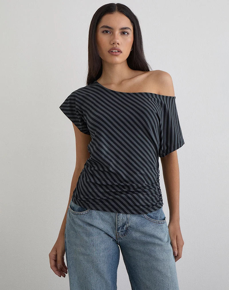 Haut asymétrique Danama à rayures obliques Ocean Storm