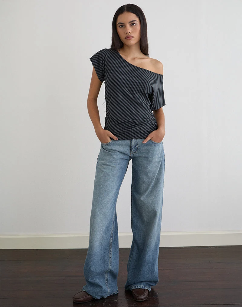Haut asymétrique Danama à rayures obliques Ocean Storm