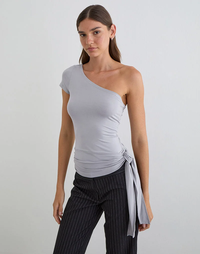 Haut Gryfina à ceinture nouée en jersey de rayonne gris lilas