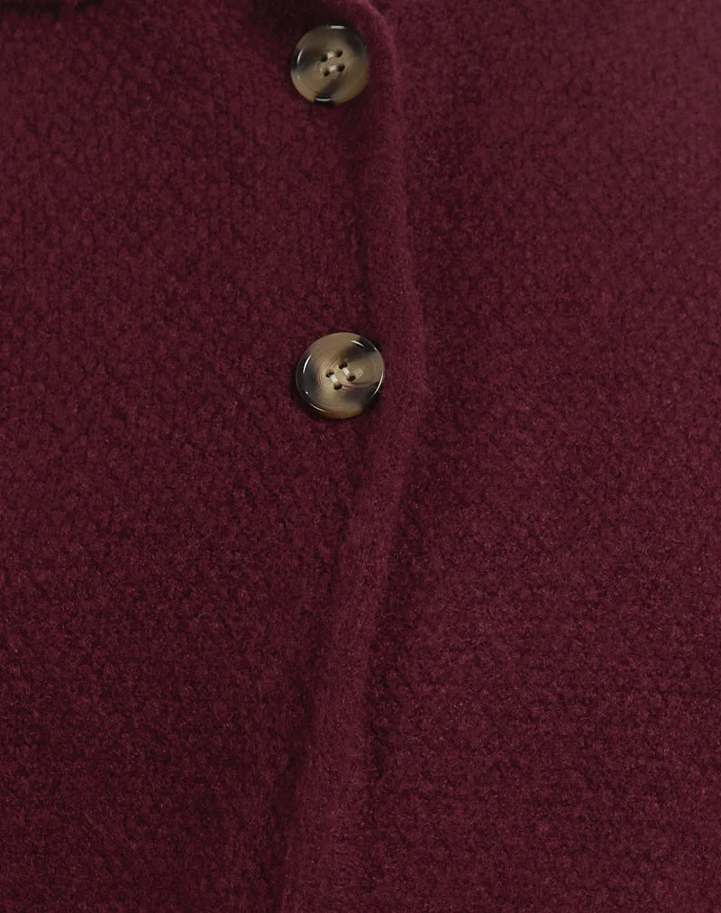 Cardigan à col Merril en maille vin