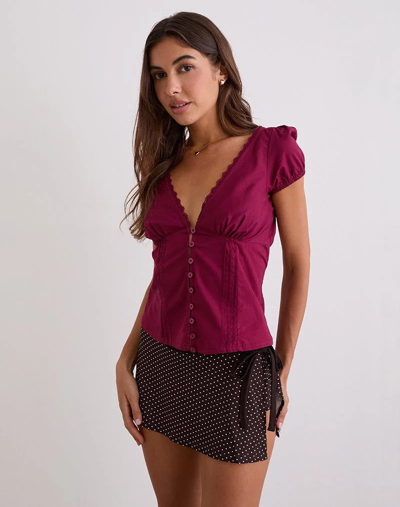 Jupe-short enveloppante Luel, Micro Polka Brown
