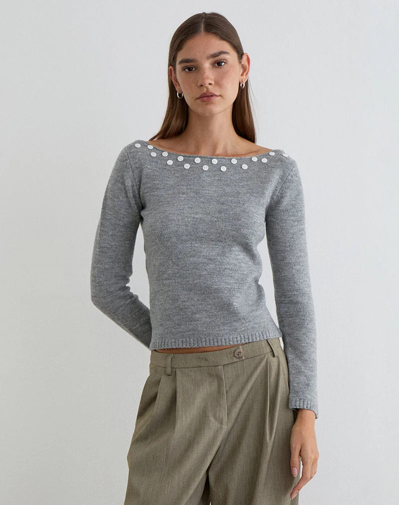 Pull Manahi en maille perlée grise