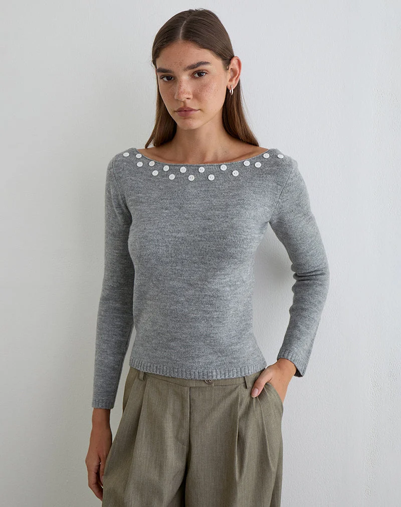 Pull Manahi en maille perlée grise