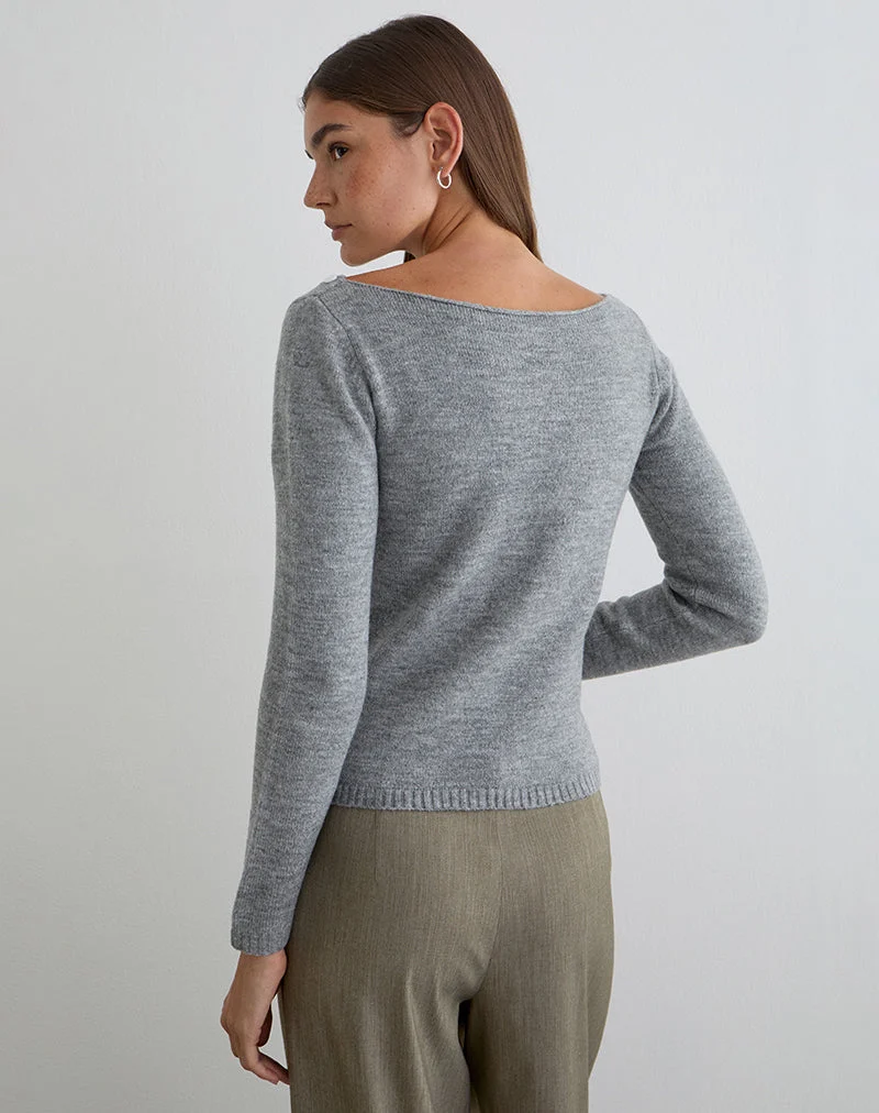 Pull Manahi en maille perlée grise