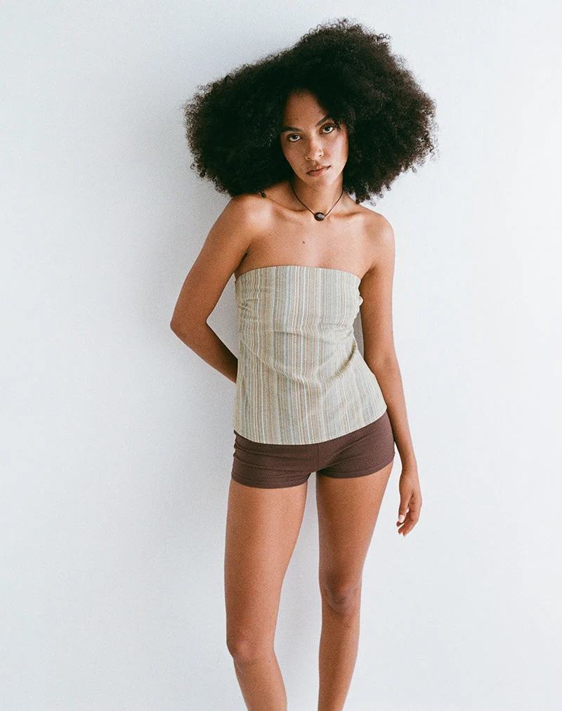 Hisana Bandeau Top in Stripe Yellow