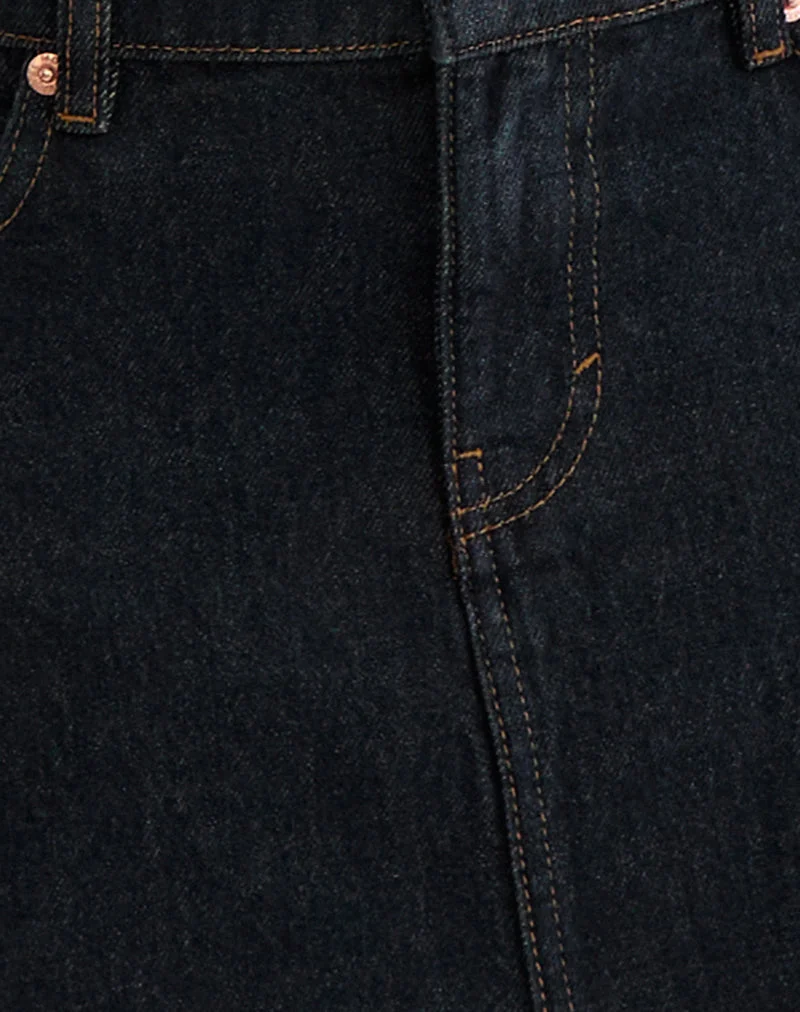 Mini-jupe en denim à pinces et ourlet brut, couleur indigo