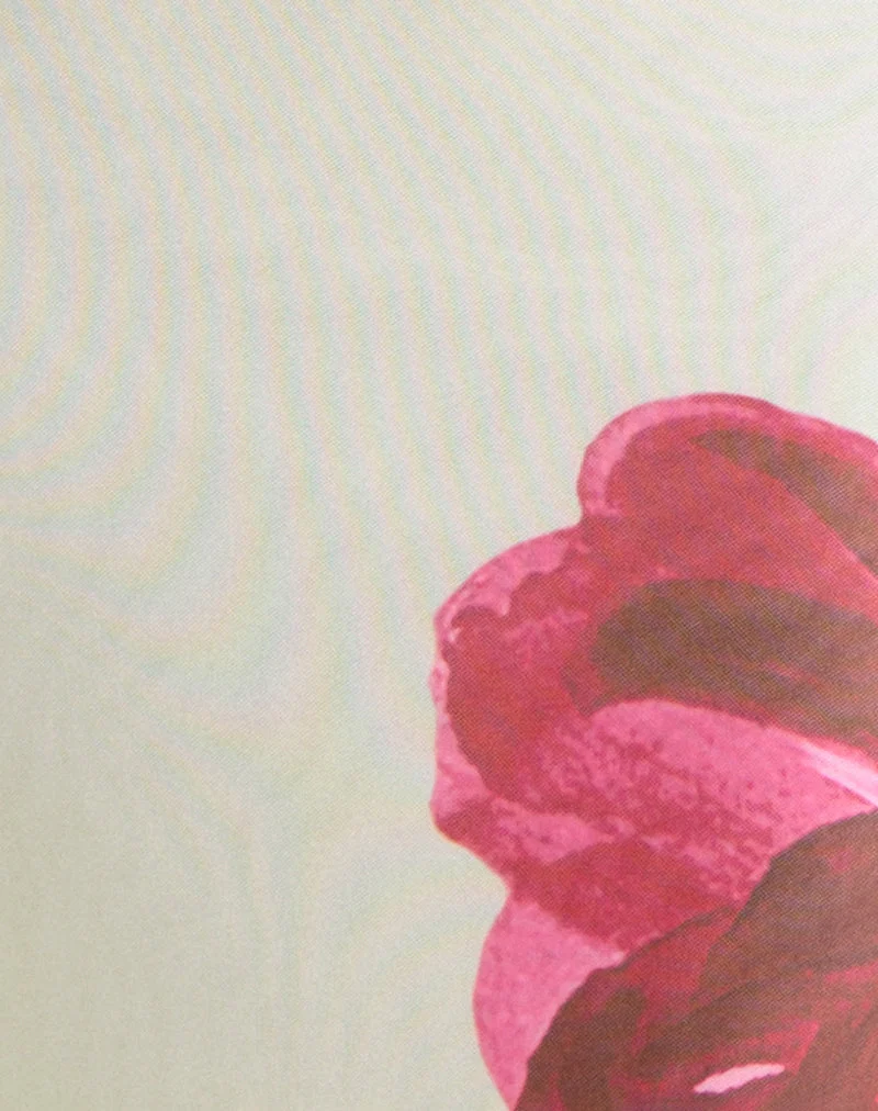 Robe longue imprimée Fayola en crème avec fleur aquarelle rouge