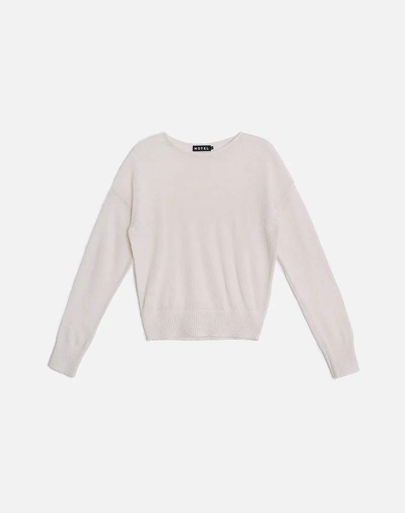 Dorina Long Sleeve Top in Knit Ecru