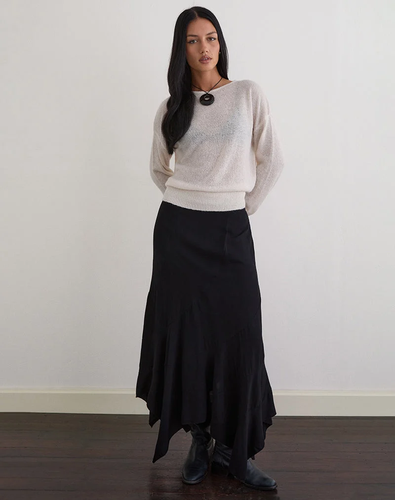 Dorina Long Sleeve Top in Knit Ecru
