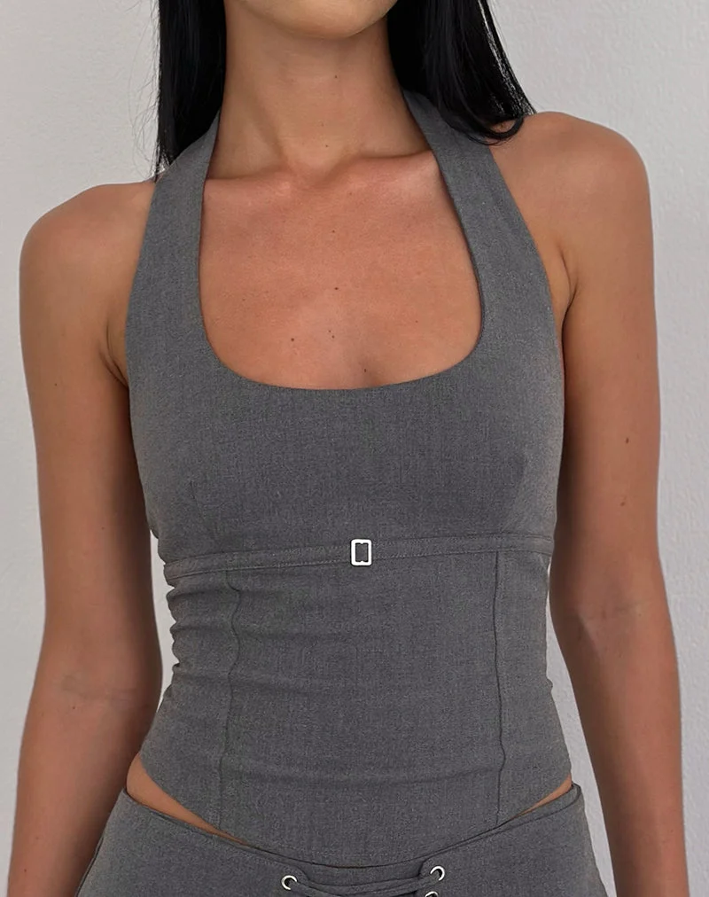 Nasya Halter Top in Tailoring Charcoal