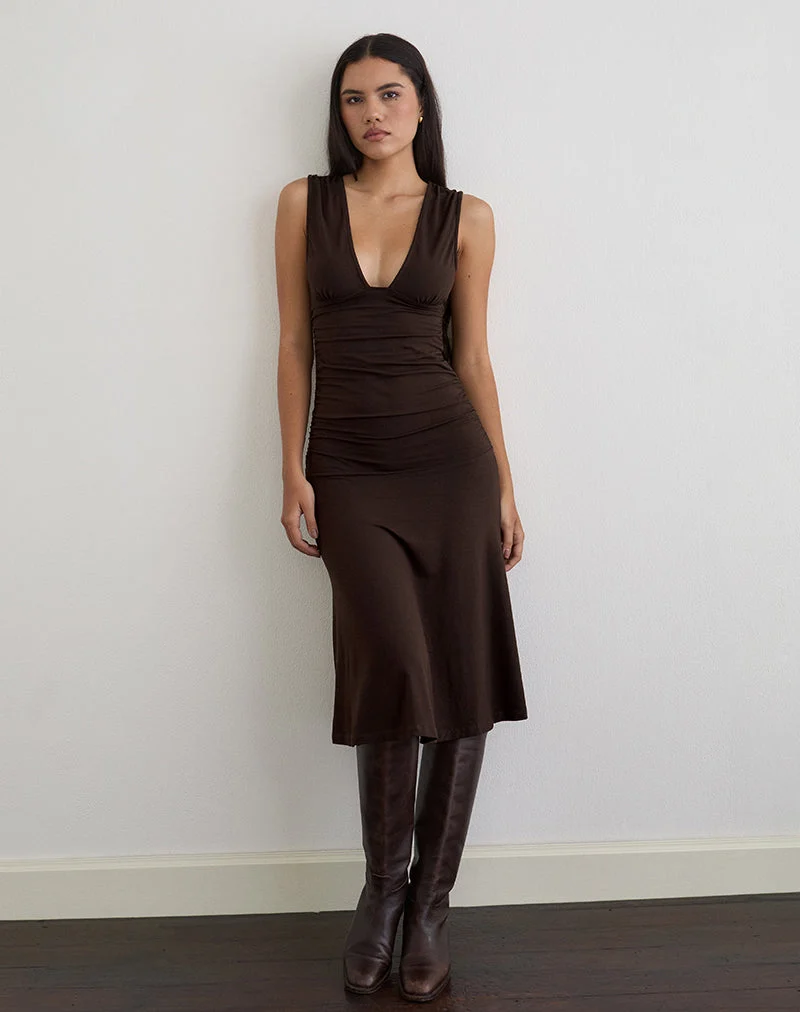 Robe midi Laluma, chocolat amer