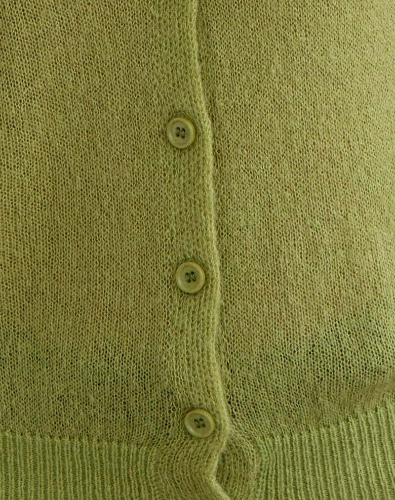 Cardigan Renisa en maille transparente vert