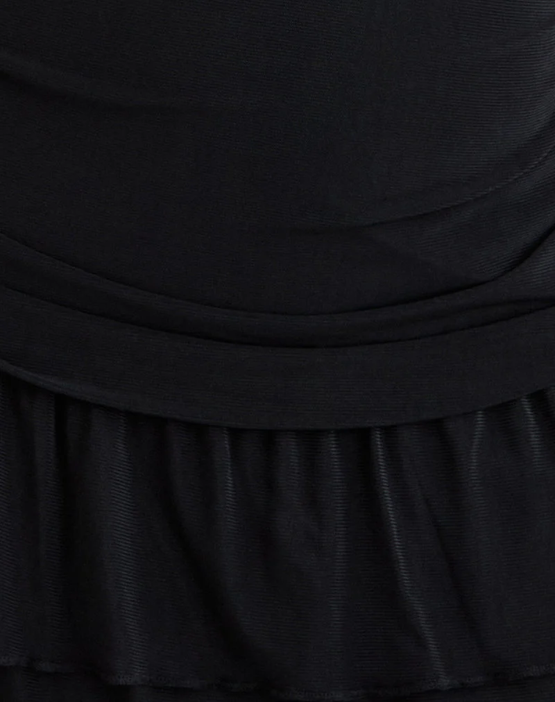 Mowgli Cap Sleeve Mini Dress in Black