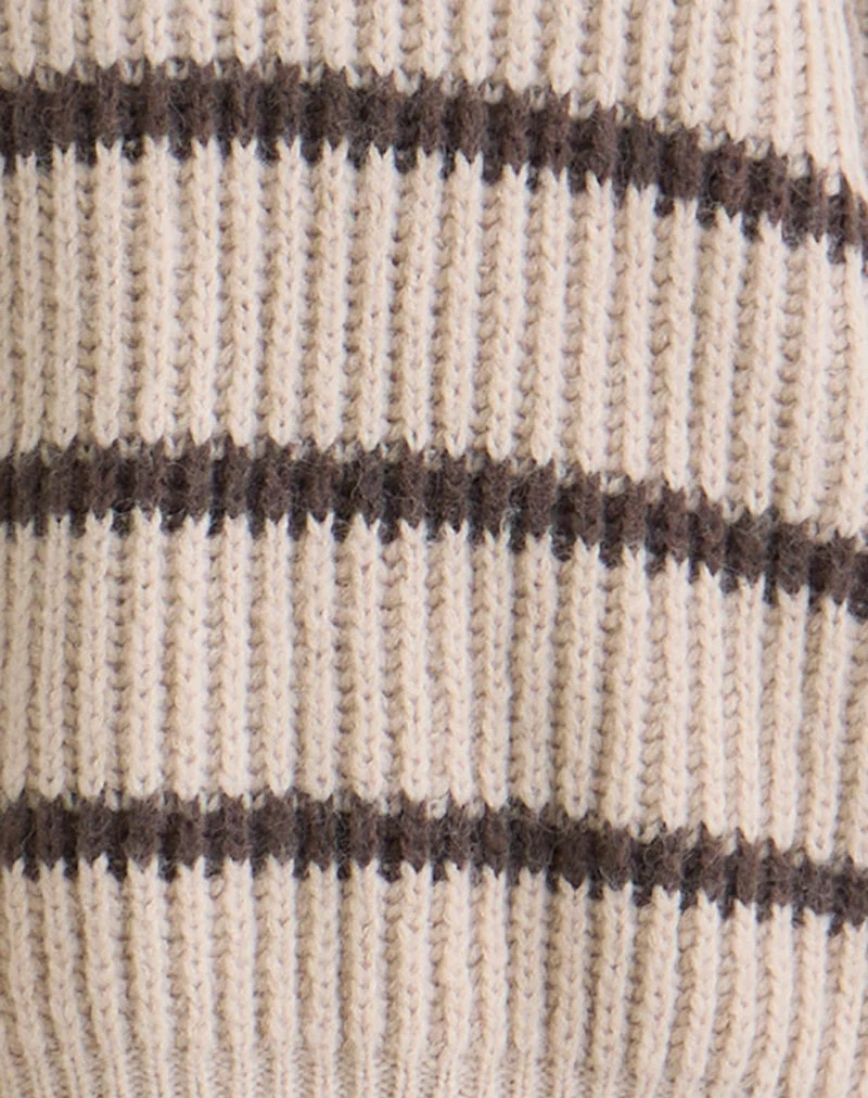Pull Namirta, mono rayé, avoine