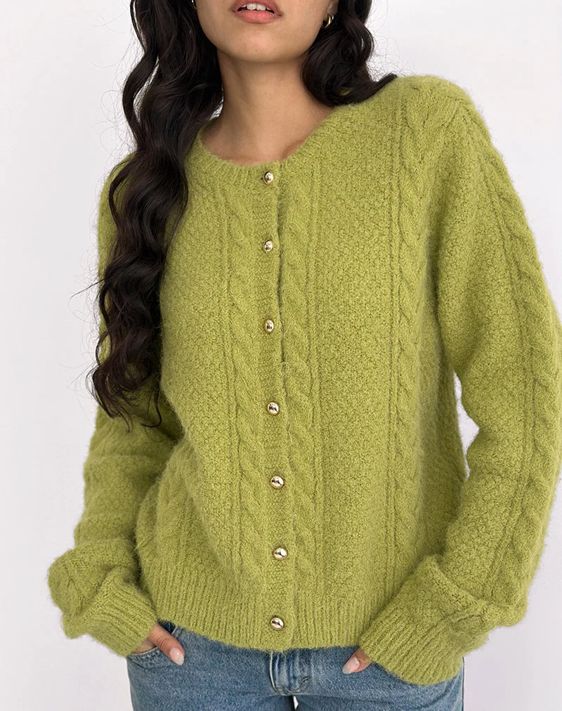Cardigan Aceso en chartreuse lumineuse