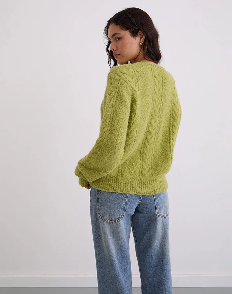 Cardigan Aceso en chartreuse lumineuse